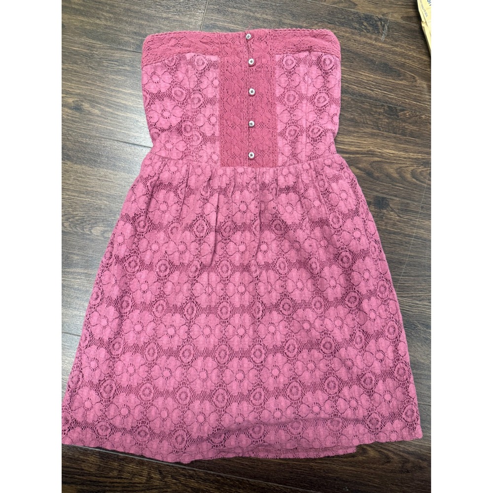 Abercrombie & Fitch Strapless Floral Lace Mini Dress - Mauve / Plum (Size S)